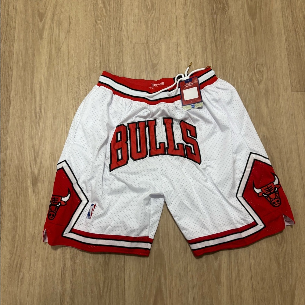Just Don Red and White Bulls Shorts